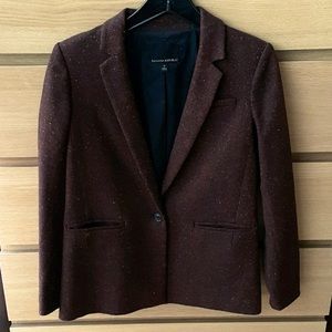 Banana Republic Wool Burgundy Tweed Longline Boyfriend Blazer Size 0